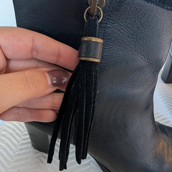 Lauren Ralph Lauren ‘Carah’ Leather Ankle Boots Suede Tassels Size 8 Western - Picture 6 of 11